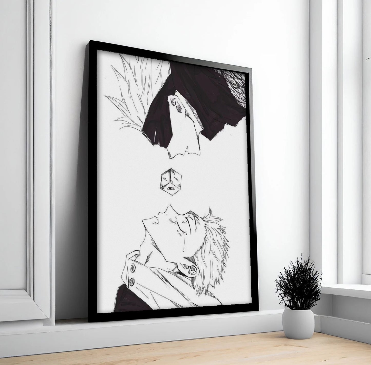 Yuji vs Gojo – Minimal Manga Edition Poster (Premium Black Frame)