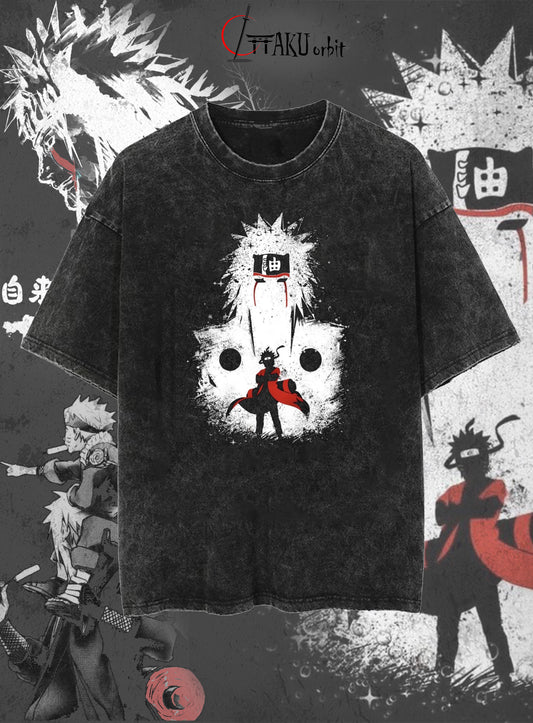 "Naruto & Jiraiya Oversized Anime T-Shirt | Legendary Sensei & Student Streetwear"